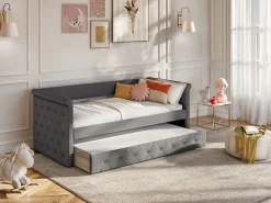 Cama nido tapizada LOUISE - 2x90x190cm - tela^Vente-unique New
