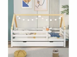 Cama nido tipo cabina - 90 x 200 cm - madera maciza - somier de láminas - color^Merax Best