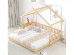 Merax Cama nido tipo cabina - 90 x 200 cm - madera maciza - somier de láminas - color natural Color natural claro New