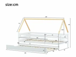 Cama nido 90x200/190 cm - Cama infantil con somier de láminas de madera y ruedas - y natural^ Outlet