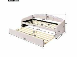 Merax Cama Nido|Cama nido 90x200 cm + cama 90x190 cm, sofá cama - terciopelo - LEDs - color (sin colchón)