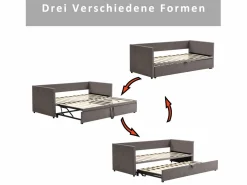 Cama nido 90/180x200 cm - sofá cama tapizado - cama extensible con somier - cama multifunción en tejido de terciopelo agradable para la piel - Gris Hot
