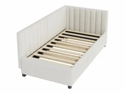 Cama nido 90x200 cm - Sofá cama con respaldo acolchado y somier de láminas - terciopelo Beige Best