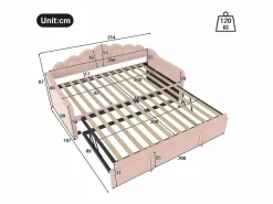 Cama nido 90x200 cm - Sofá convertible con iluminación LED y reposabrazos - terciopelo - sin colchón Rosa Online