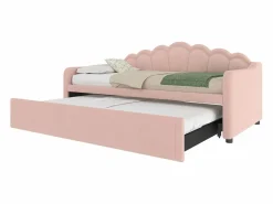 Cama nido 90x200 cm - Sofá convertible con iluminación LED y reposabrazos - terciopelo - sin colchón Rosa Online