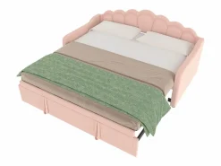 Cama nido 90x200 cm - Sofá convertible con iluminación LED y reposabrazos - terciopelo - sin colchón Rosa Online