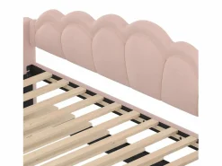 Cama nido 90x200 cm - Sofá convertible con iluminación LED y reposabrazos - terciopelo - sin colchón Rosa Online