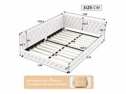 Cama nido 140x200 cm - Terciopelo Teddy, Sofá cama convertible con iluminación LED y carga USB, -^ Outlet