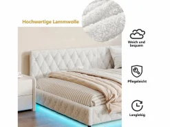 Cama nido 140x200 cm - Terciopelo Teddy, Sofá cama convertible con iluminación LED y carga USB, -^ Outlet