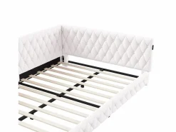 Cama nido 140x200 cm - Terciopelo Teddy, Sofá cama convertible con iluminación LED y carga USB, -^ Outlet