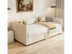 Cama Diván|Cama Nido|Cama nido 90/180x200cm, Sofá cama extensible con somier, estilo escandinavo, terciopelo,