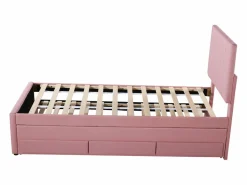 Cama Diván|Cama nido 90x200cm+90x190cm, cama con ruedas con 3 cajones, cama tapizada en lino, para niños y jóvenes, color