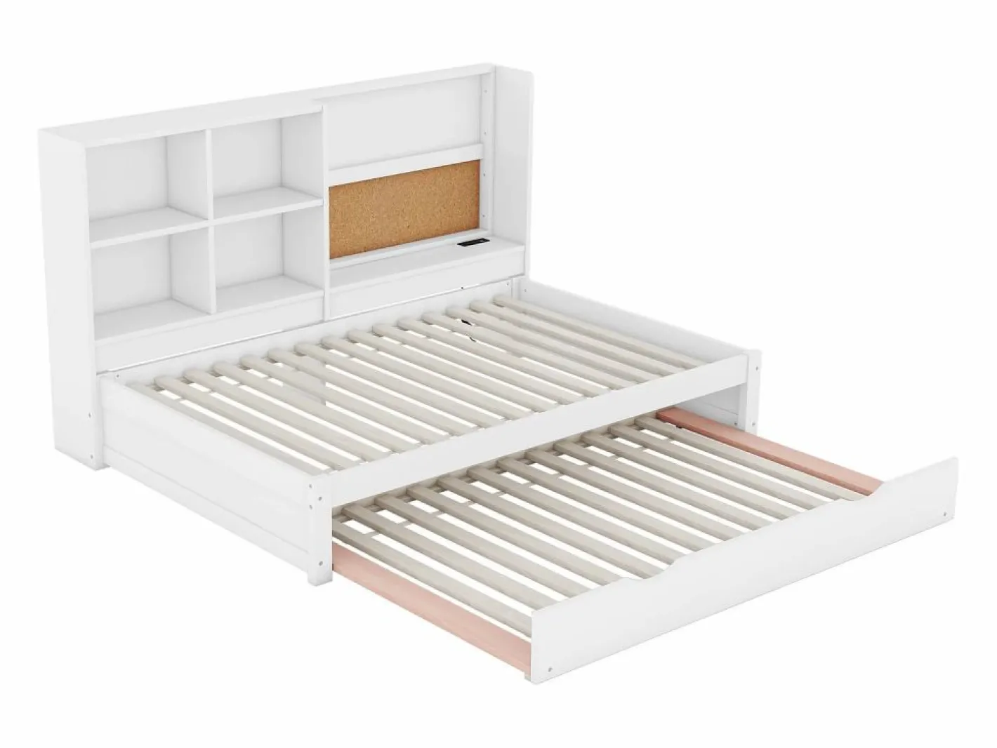 Cama nido 90x200cm+90x190cm, Sofá cama con cabecero con almacenaje y puerto de carga USB,^ Outlet