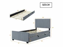 Cama nido 2x90x190 cm con cabecero - Terciopelo - para niños - Somier incluido -^Merax Outlet