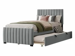Cama nido 2x90x190 cm con cabecero - Terciopelo - para niños - Somier incluido -^Merax Outlet