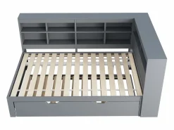 Cama Diván|Cama para adulto de 140 x 200 cm - Cama nido con puerto USB y amplio espacio de almacenaje - pino - colchón no incluido