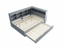 Cama Diván|Cama para adulto de 140 x 200 cm - Cama nido con puerto USB y amplio espacio de almacenaje - pino - colchón no incluido