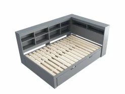 Cama Diván|Cama para adulto de 140 x 200 cm - Cama nido con puerto USB y amplio espacio de almacenaje - pino - colchón no incluido
