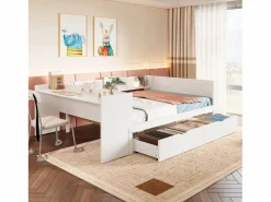 Cama Diván|Cama para adultos de 140 x 200 cm - con 2 cajones y estantes - pino - colchón no incluido