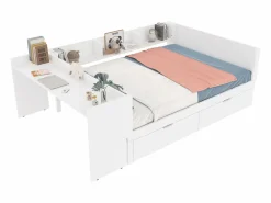 Cama Diván|Cama para adultos de 140 x 200 cm - con 2 cajones y estantes - pino - colchón no incluido