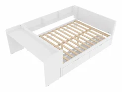 Cama Diván|Cama para adultos de 140 x 200 cm - con 2 cajones y estantes - pino - colchón no incluido