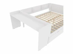 Cama Diván|Cama para adultos de 140 x 200 cm - con 2 cajones y estantes - pino - colchón no incluido