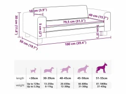 Clicnbuy Cama para perros con extensión terciopelo 100x50x30 cm Crema Sale