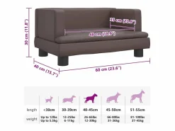 Clicnbuy Cama para perros de cuero sintético marrón 60x40x30 cm Marru00f3n Hot