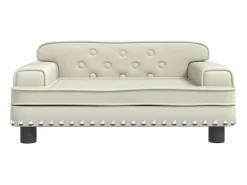 Clicnbuy Cama para perros de cuero sintético 70x45x30 cm Crema Clearance