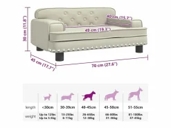 Clicnbuy Cama para perros de cuero sintético 70x45x30 cm Crema Clearance