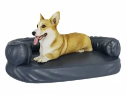Clicnbuy Cama De Animales De Compañía|Cama para perros de espuma cuero sintético oscuro 88x65 cm