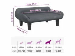 Clicnbuy Cama De Animales De Compañía|Cama para perros de terciopelo oscuro 70x40x24 cm