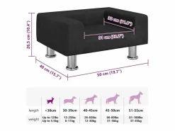 Clicnbuy Cama De Animales De Compañía|Cama para perros de terciopelo negra 50x40x26,5 cm