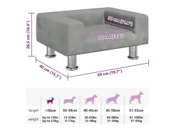 Clicnbuy Cama para perros de terciopelo claro 50x40x26,5 cm Gris Best