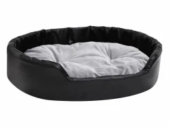 Clicnbuy Cama para perros felpa y cuero sintético gris 90x79x20 cm Negro Discount
