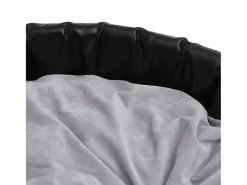 Clicnbuy Cama para perros felpa y cuero sintético gris 90x79x20 cm Negro Discount