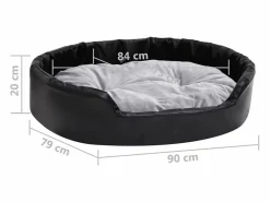 Clicnbuy Cama para perros felpa y cuero sintético gris 90x79x20 cm Negro Discount