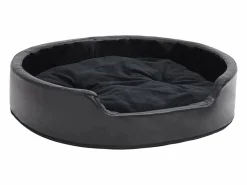Cama para perros felpa y cuero sintético negra 79x70x19 cm^Clicnbuy Best