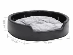 Clicnbuy Cama De Animales De Compañía|Cama para perros felpa y cuero sintético gris 79x70x19 cm