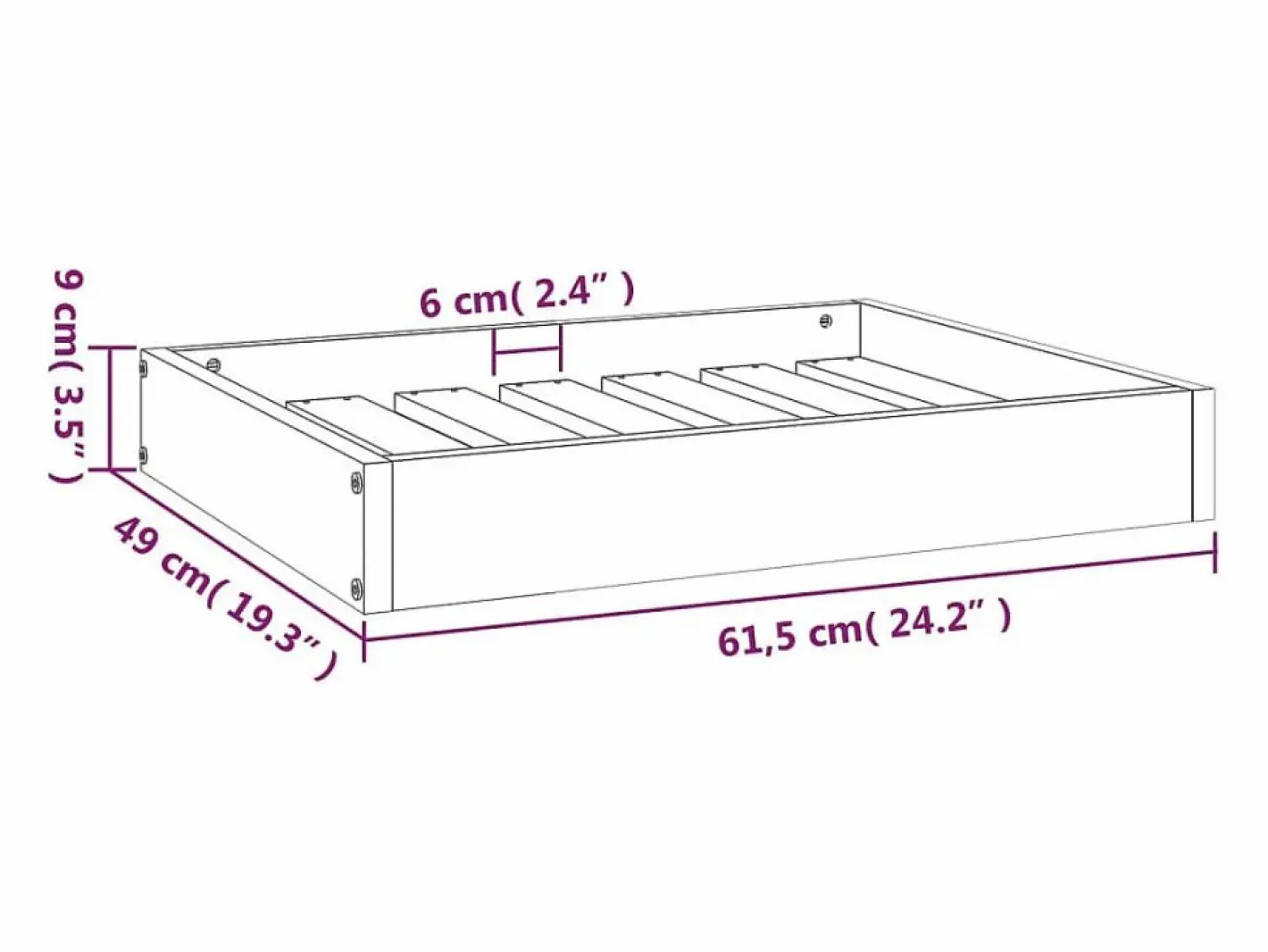 Cama para perros madera maciza de pino 61,5x49x9 cm^Clicnbuy