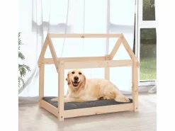 Clicnbuy Cama para perros madera maciza de pino 81x60x70 cm Marru00f3n New