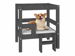 Clicnbuy Cama De Animales De Compañía|Cama para perros madera maciza de pino 55,5x53,5x60 cm