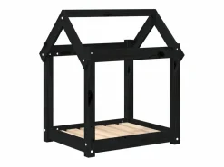 Clicnbuy Cama para perros madera maciza de pino 61x50x70 cm Negro