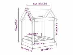 Clicnbuy Cama para perros madera maciza de pino 61x50x70 cm Negro