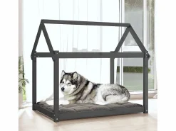 Clicnbuy Cama para perros madera maciza de pino 111x80x100 cm Gris Clearance
