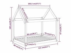 Clicnbuy Cama para perros madera maciza de pino 111x80x100 cm Gris Clearance