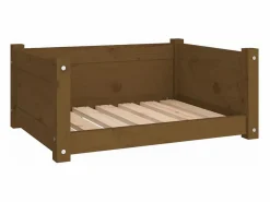 Cama para perros madera maciza pino marrón miel 65,5x50,5x28 cm^Clicnbuy New