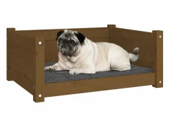 Cama para perros madera maciza pino marrón miel 65,5x50,5x28 cm^Clicnbuy New