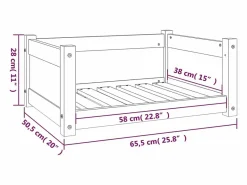 Cama para perros madera maciza pino marrón miel 65,5x50,5x28 cm^Clicnbuy New