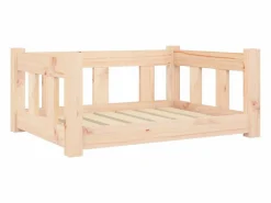 Clicnbuy Cama De Animales De Compañía|Cama para perros madera maciza de pino 65,5x50,5x28 cm